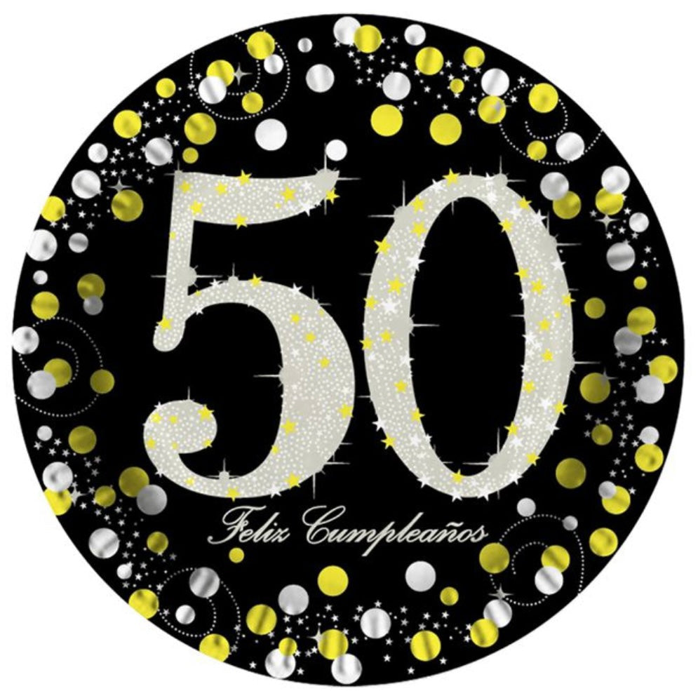 Platos Cumpleaños 18/30/40/50/60 Años 23cm 6 uds - 50 años - imagen 4