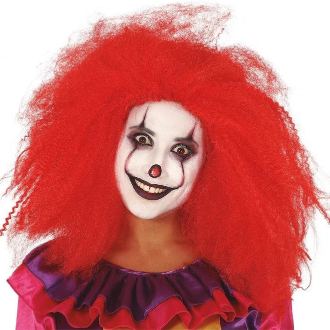 Peluca de Payaso Afro Roja y Rizada