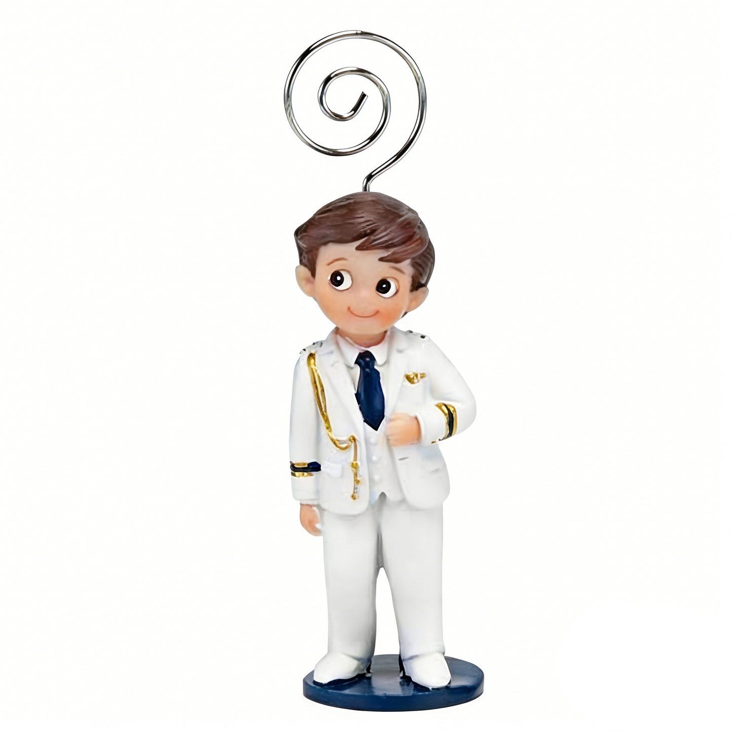 Sujeta-Tarjetas Niño Comunión Almirante Blanco 9cm | Figura Decorativa