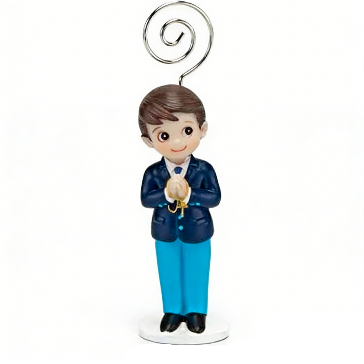 Sujeta-Tarjetas Niño Comunión Rezando 9cm | Figura Decorativa