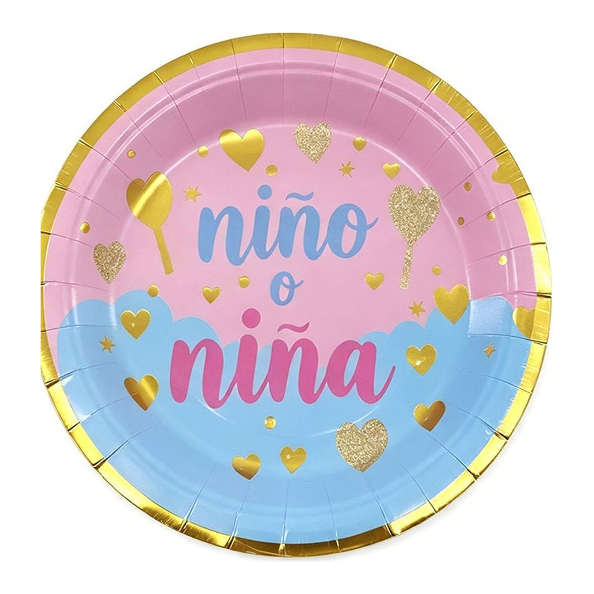 Platos Cartón Niño o Niña Rosa y Azul 6 uds - 17,3 cm