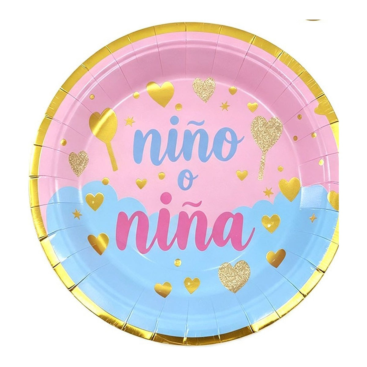 Platos Cartón Niño o Niña Rosa y Azul 6 uds - 23,9 cm
