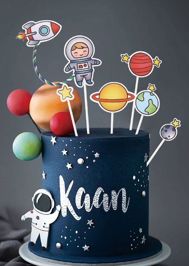 Toppers Tarta Espacio y Astronautas 6 uds 17,5 cm