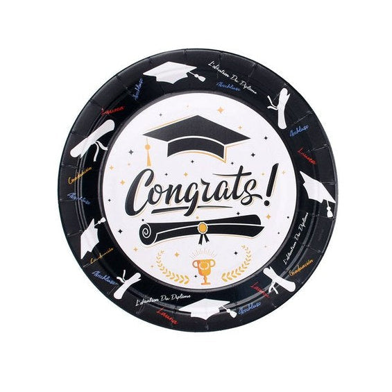 Platos Papel Graduación Congrats 18cm - Pack 8 uds