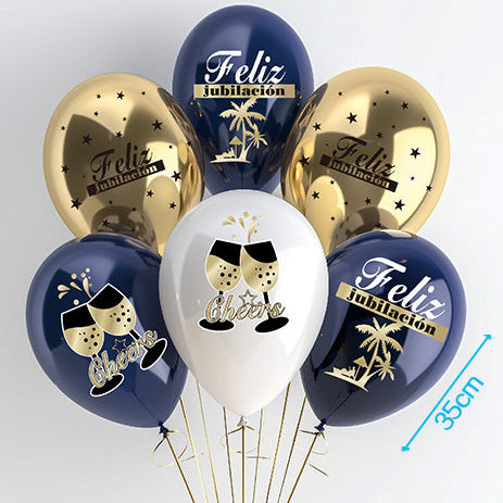 Set Globos ¡Feliz Jubilación! 6 Uds 35cm
