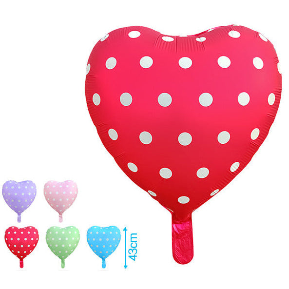 Globo Foil Corazón Lunares 43cm