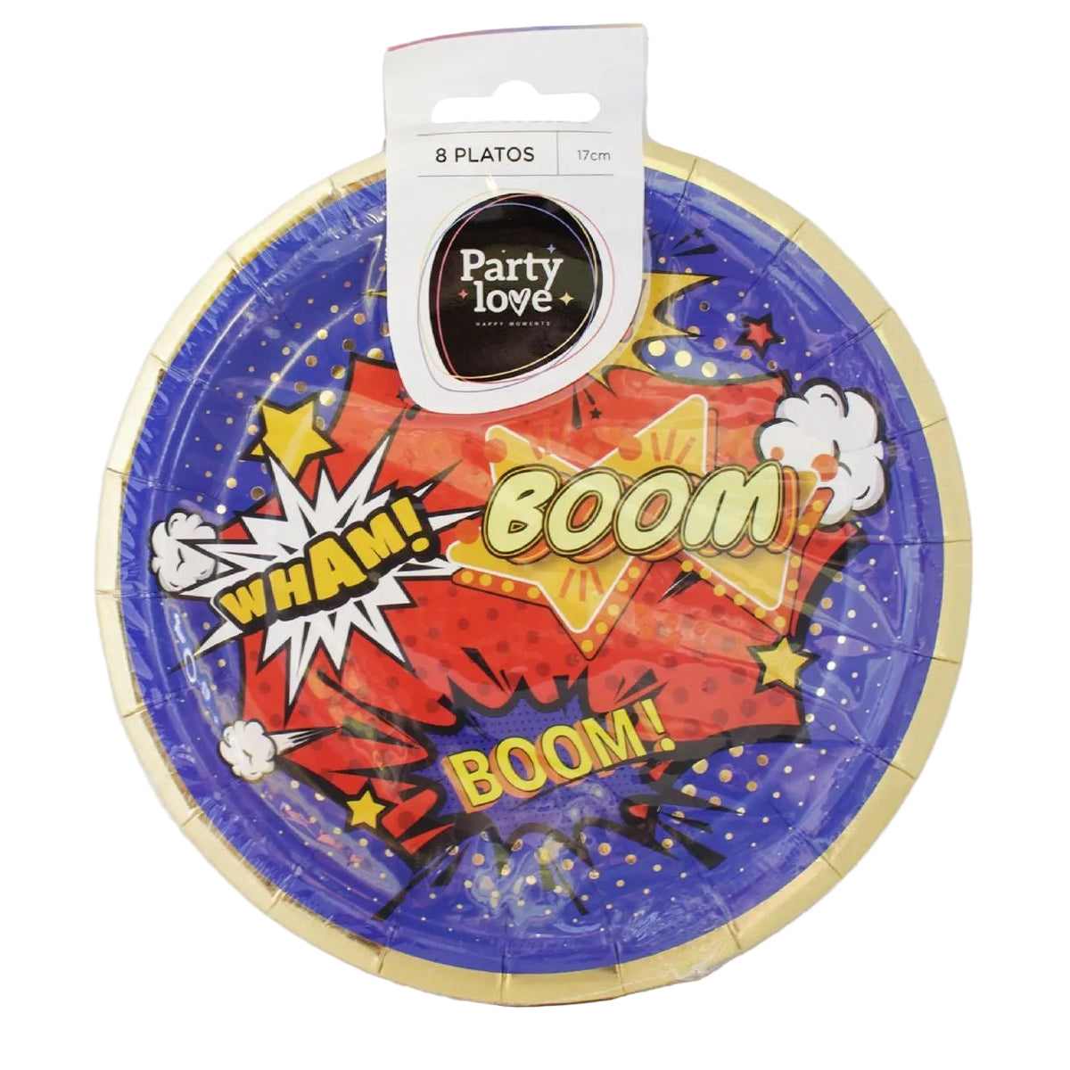 Platos de Cartón Superhéroe Cómic 17 cm 8 uds