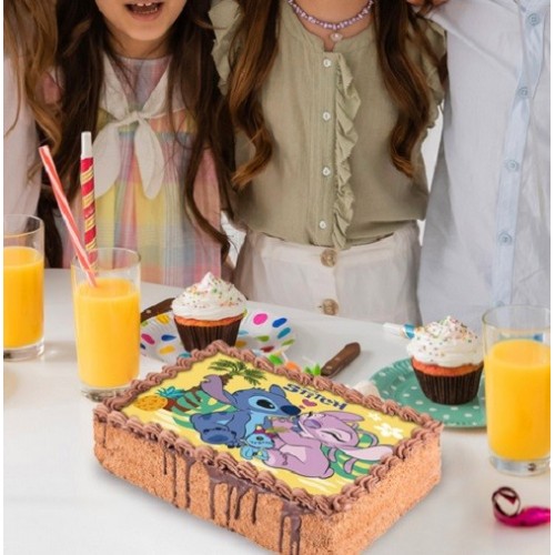 Oblea Comestible Stitch & Angel para Tarta | deKora A5 14,8x21cm