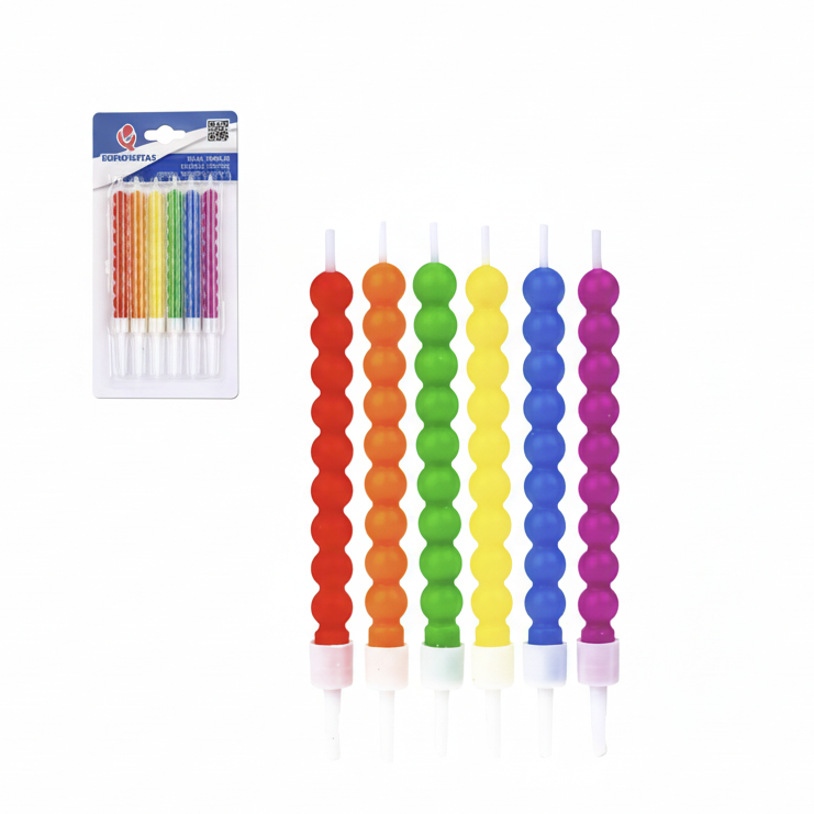 Vela Cuentas Multicolores 8cm-6uds