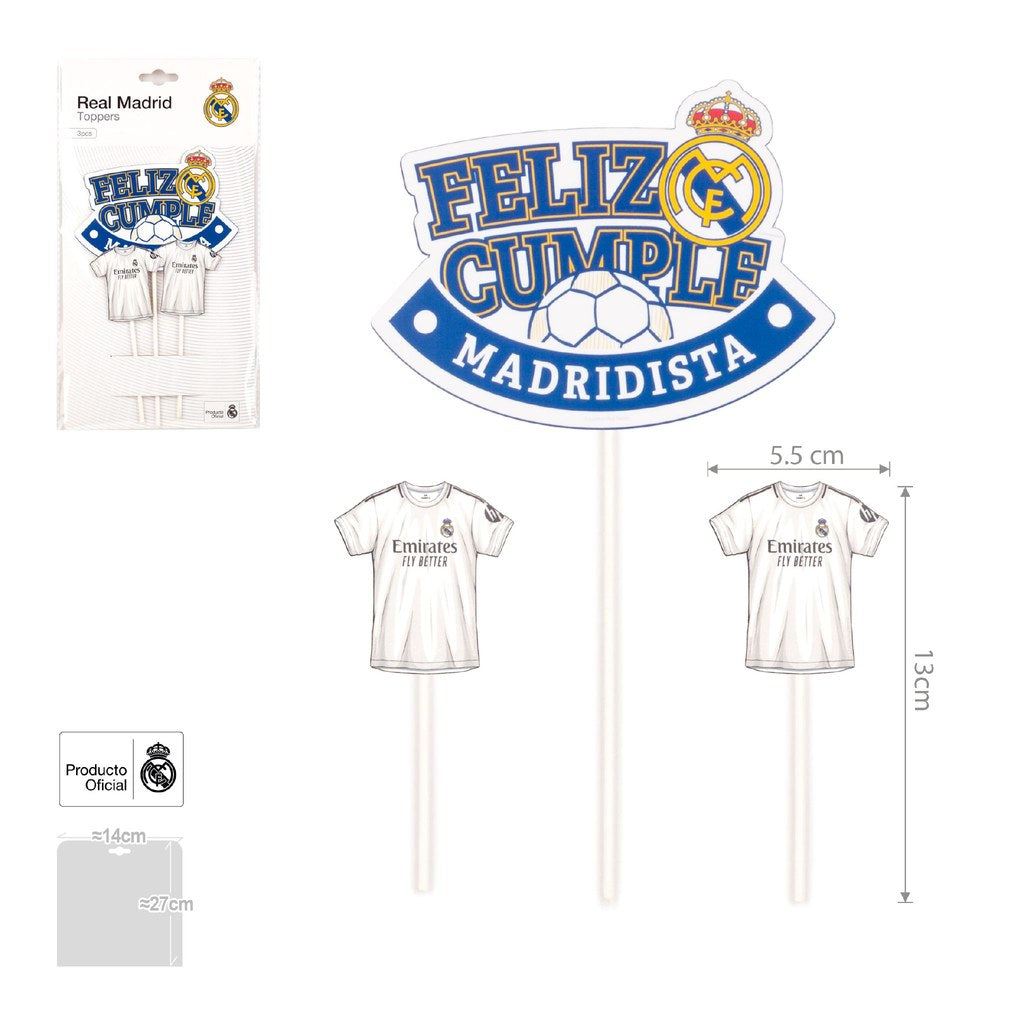 Topper Feliz Cumple Real Madrid 3uds