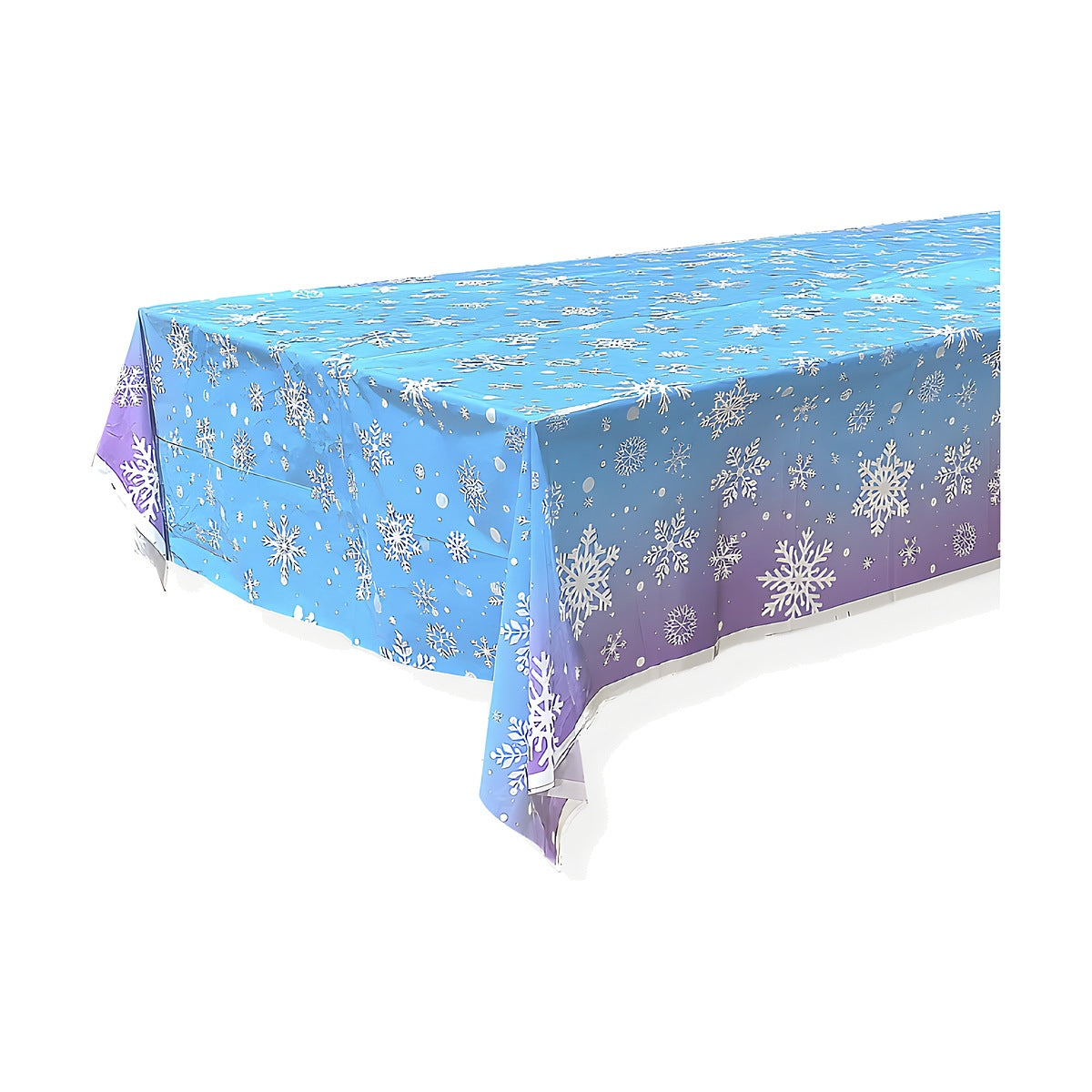 Mantel Plástico Copos de Nieve Azul y Lila 274 x 132 cm