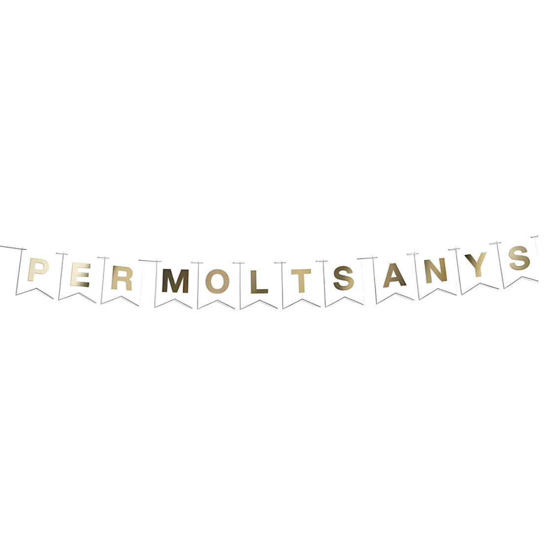 Guirnalda Banderines Per Molts Anys Letras Oro 4 m Blanco