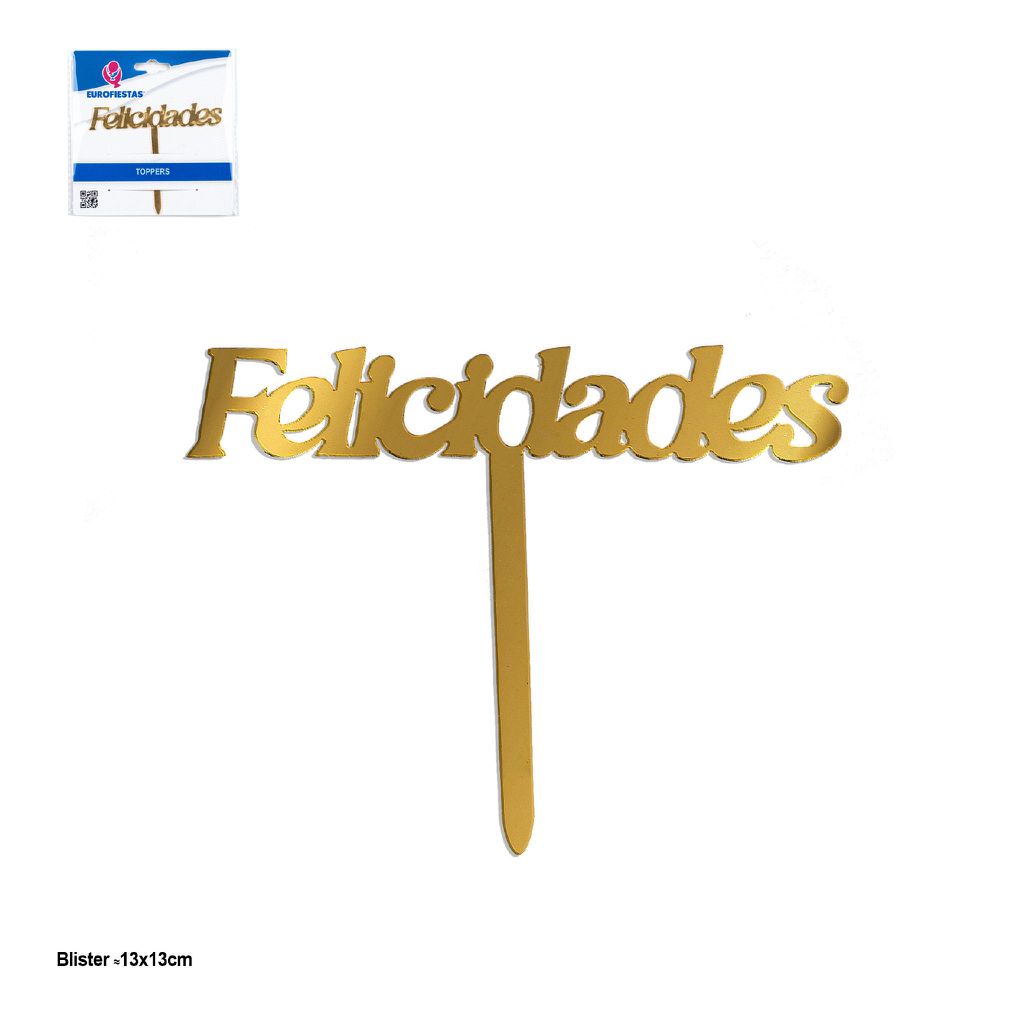 Topper Letras Felicidades Dorado 11 x 9 cm