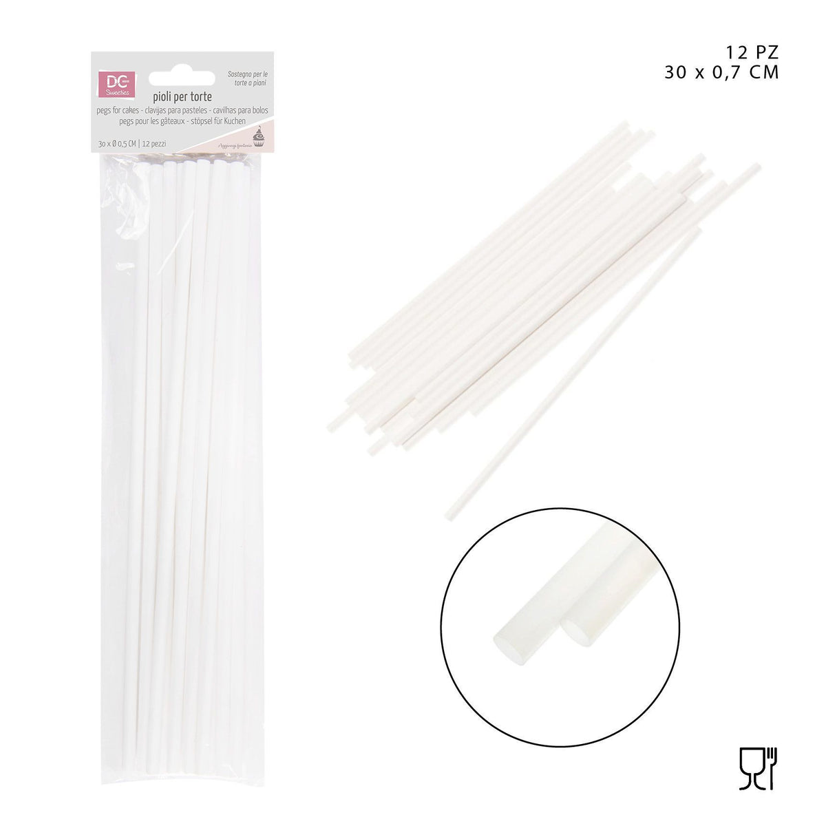 Plastic Cake Pillars 30 x 0.7 cm 12 pcs