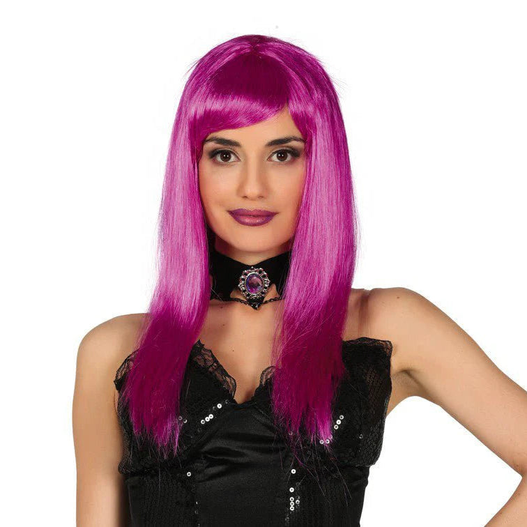Peluca Fucsia Pelo Corto Disfraz Halloween Carnaval Talla Unica