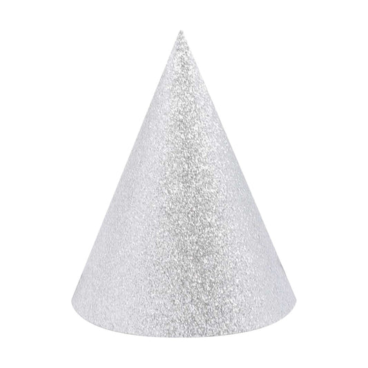 Gorros de Cumpleaños Purpurina 7 x 12 cm 3 uds - Plateado
