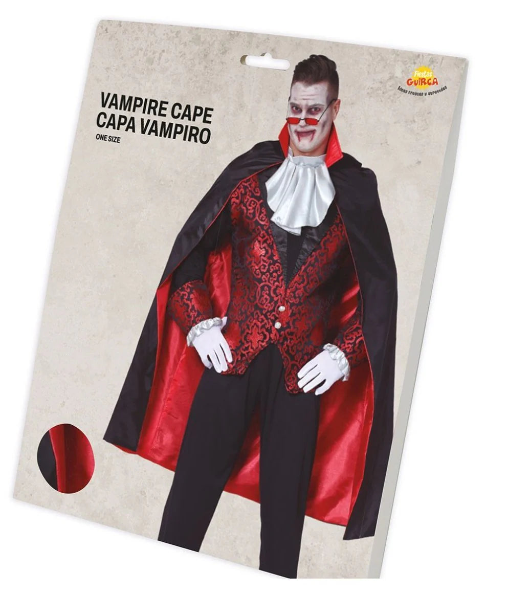 Capa de Halloween Negra con Forro Rojo 1,15 m – Disfraz Vampiro