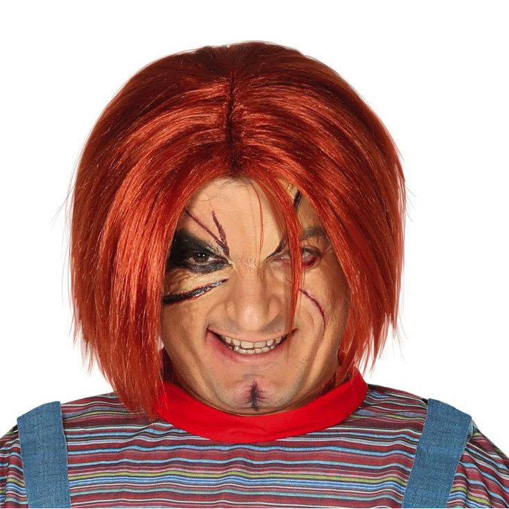 Peluca Corta Roja Estilo Chucky Halloween