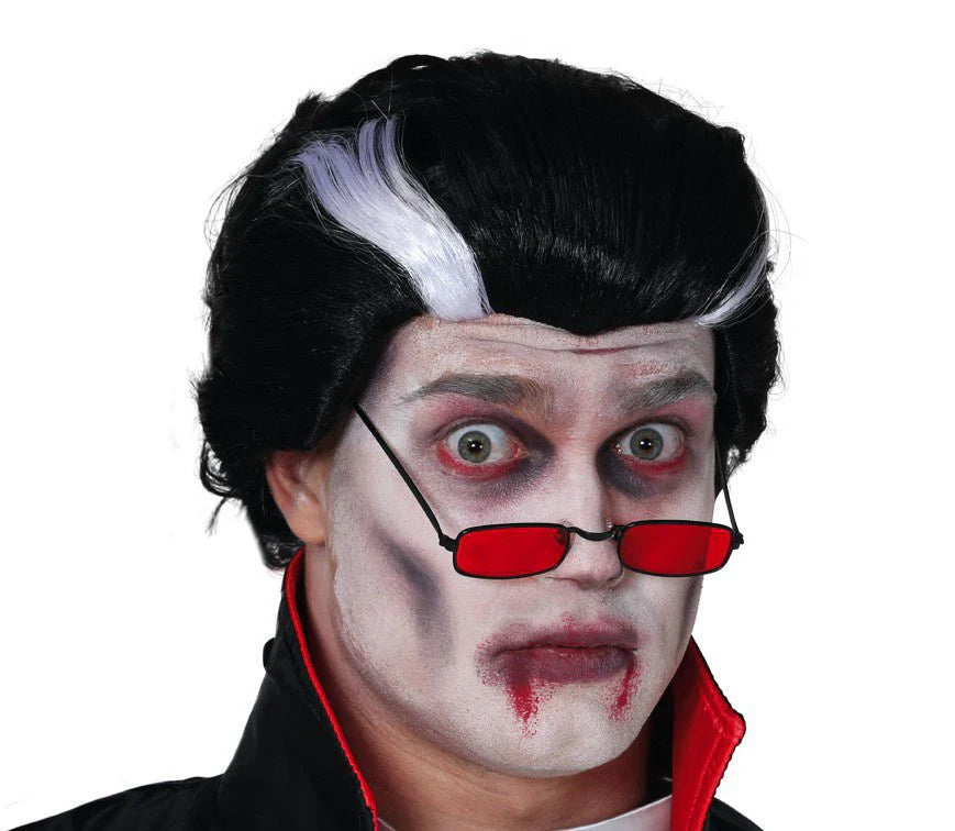 Peluca Negra Drácula para Hombre – Disfraz Halloween y Carnaval
