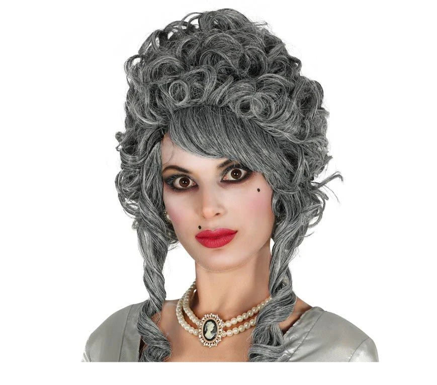 Peluca Corta Gris Rizada Halloween