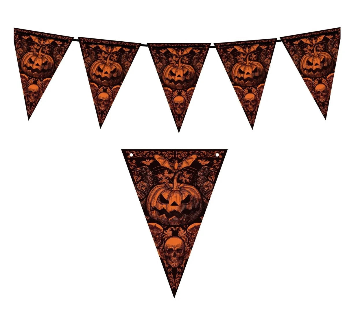 Guirnalda de Calabazas Halloween 2,7 m Negra y Naranja