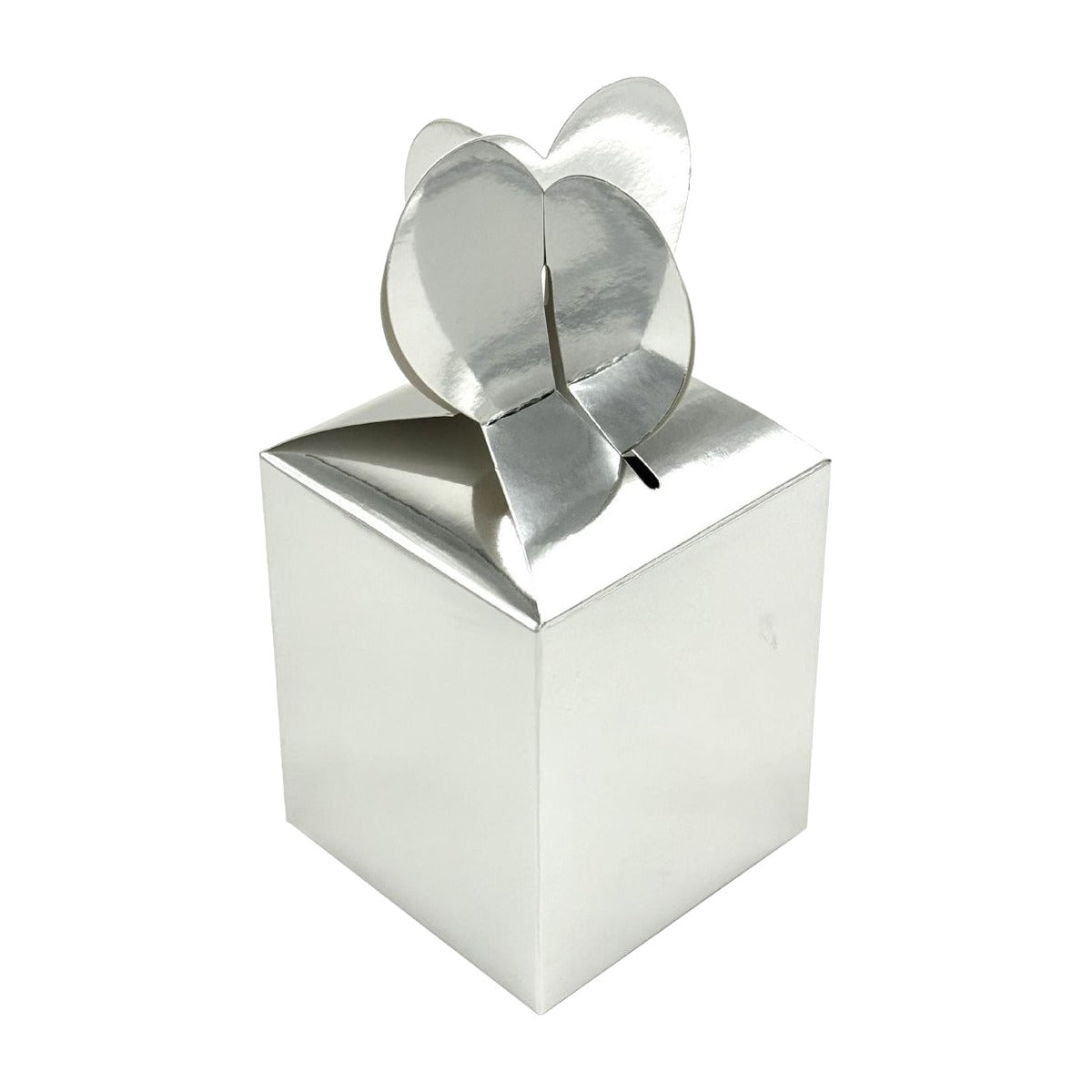 Caja de Pasteles con Tapa de Corazón 8,5 x 8,5 x 16,5 cm 3 uds - Plata