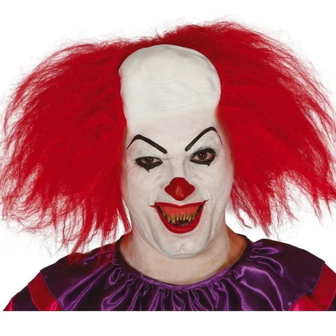 Peluca de Payaso Asesino IT Roja y Blanca
