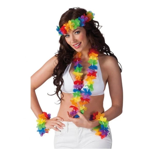 Set Hawaiano 4 piezas Corona Collar y Pulseras