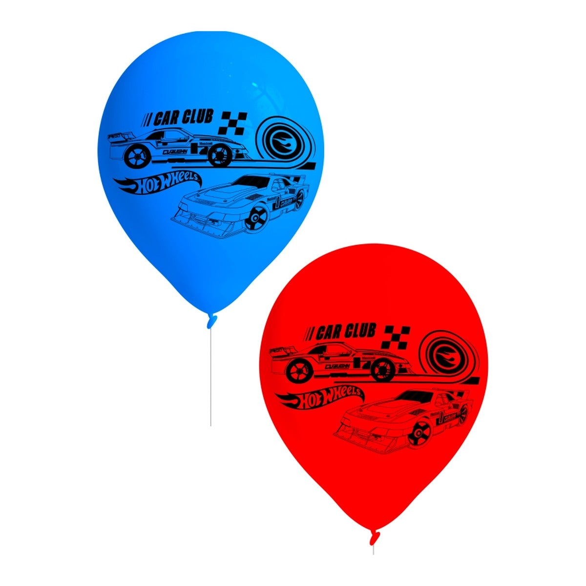 Globos Látex Hot Wheels 8 uds sobre fondo blanco