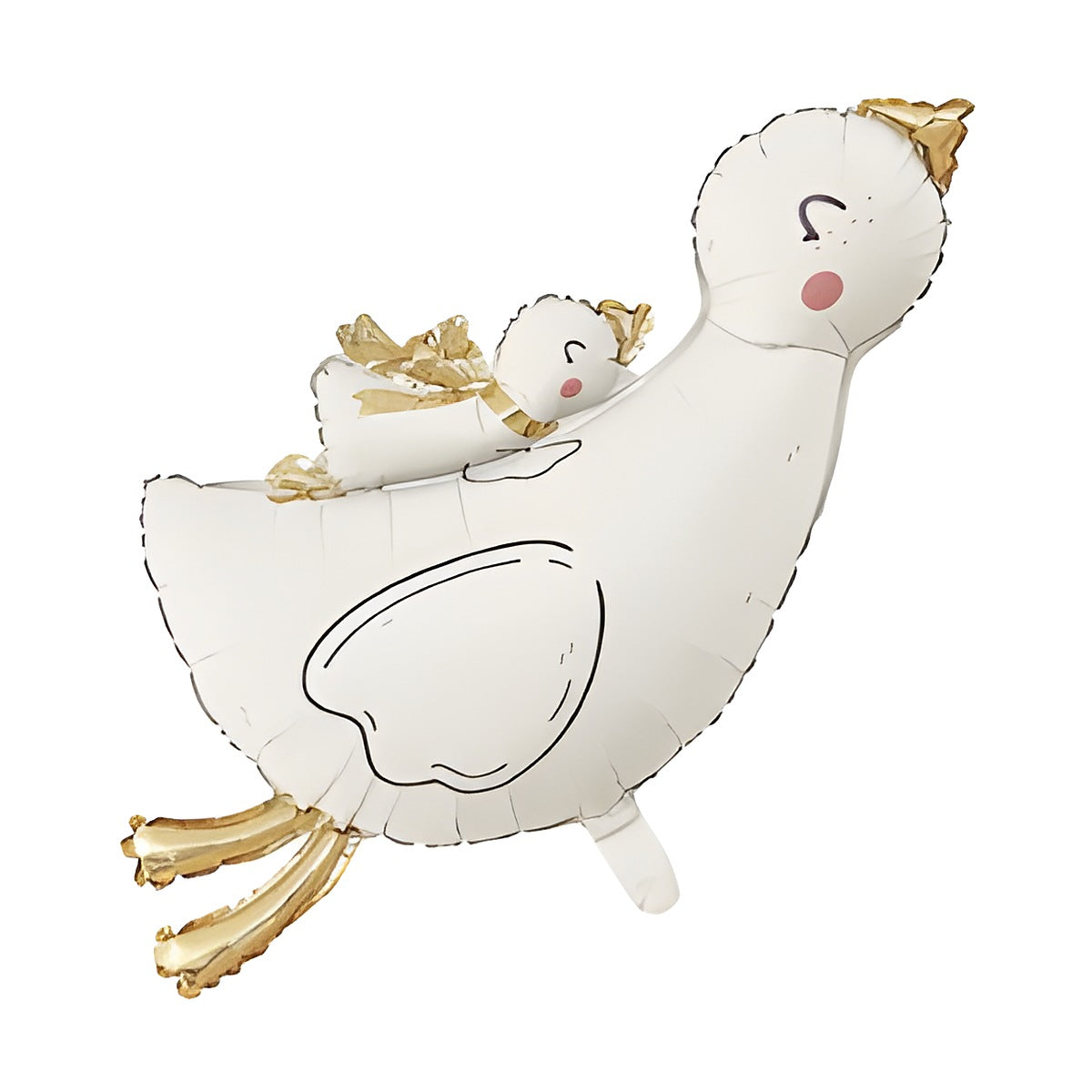 Globo Foil Ganso con Bebé Blanco 96 x 65 cm