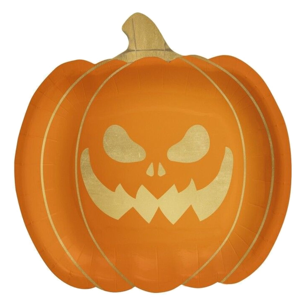 Platos Cartón Calabaza Efecto Metálico 23 cm 6 uds
