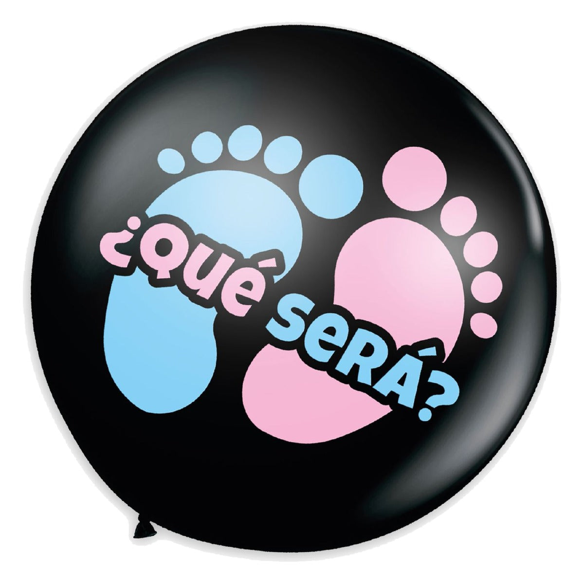 Globo Gigante ¿Qué Será? Negro con Confeti Rosa y Azul 90 cm