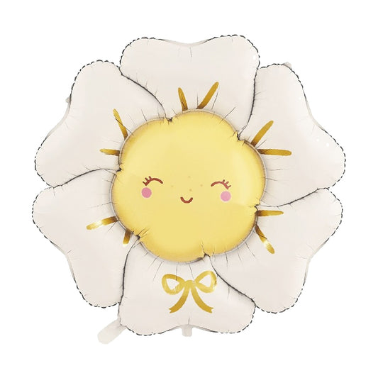 Globo Foil Flor con Carita 101 x 103 cm Blanco