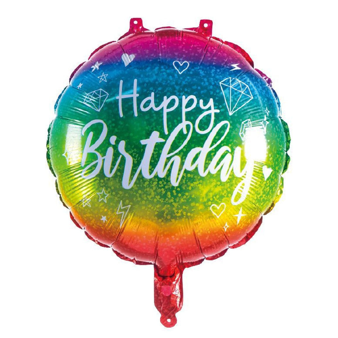Globo Foil Redondo Happy Birthday Degradado Arcoíris 45 cm (18")