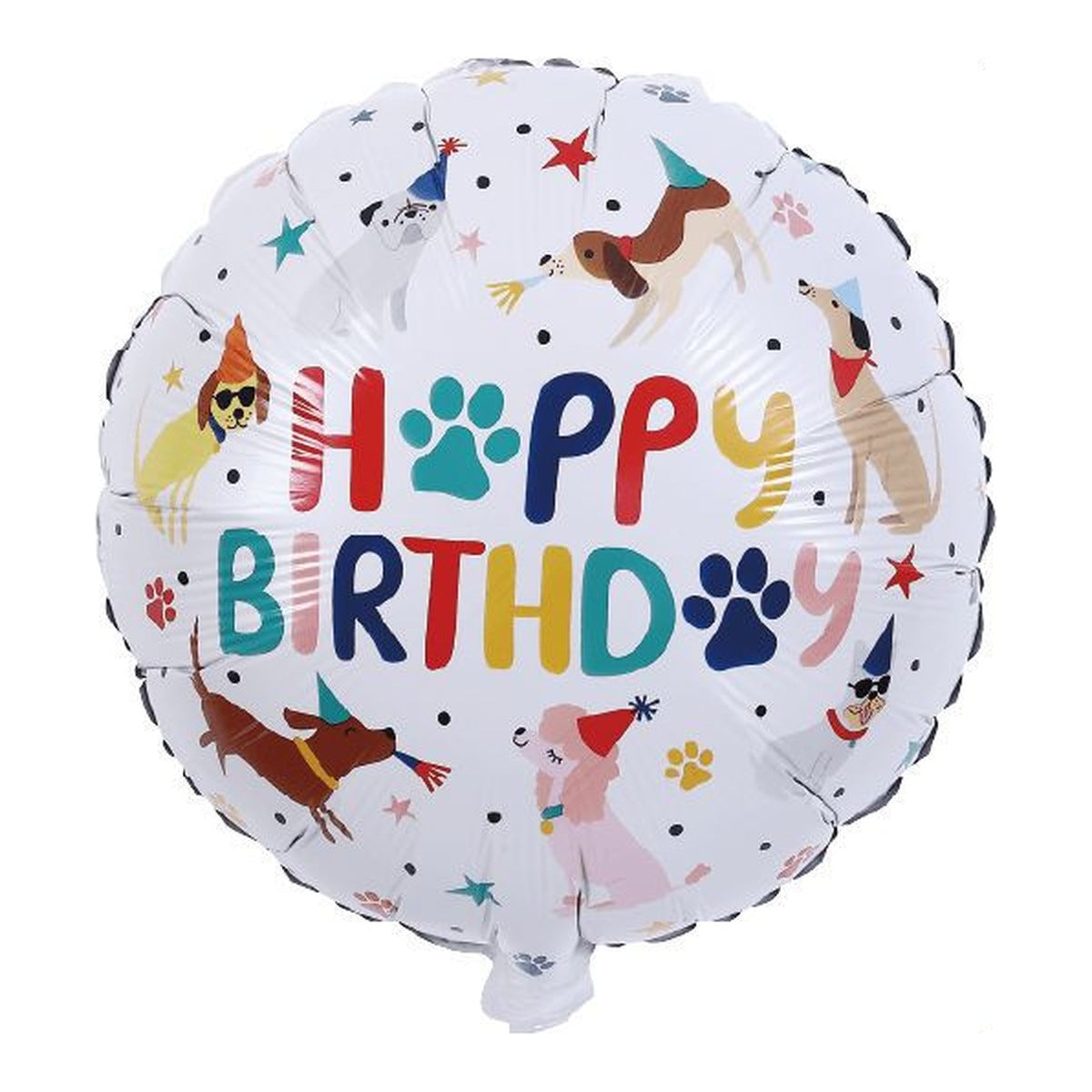 Globo Foil Redondo Happy Birthday Perritos 45 cm (18")