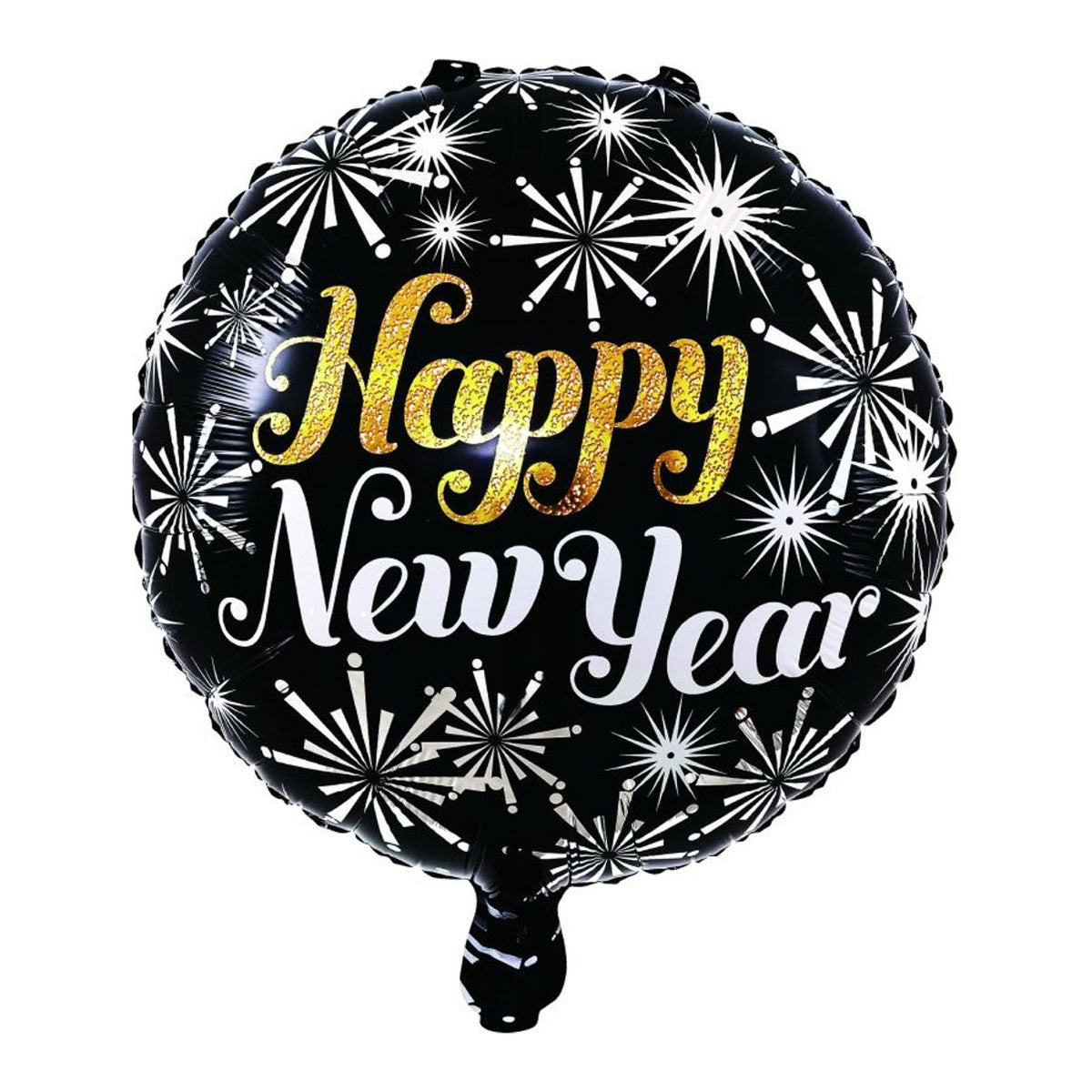 Globo Foil Redondo Happy New Year Fuegos Artificiales Negro 45 cm (18")