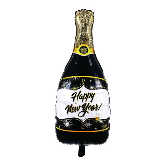 Globo Foil Botella de Champán Happy New Year 49 x 104 cm - Negro