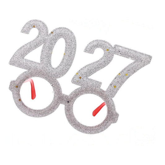 Gafas de Fiesta 2027 con Purpurina 15,5 cm - Plateado