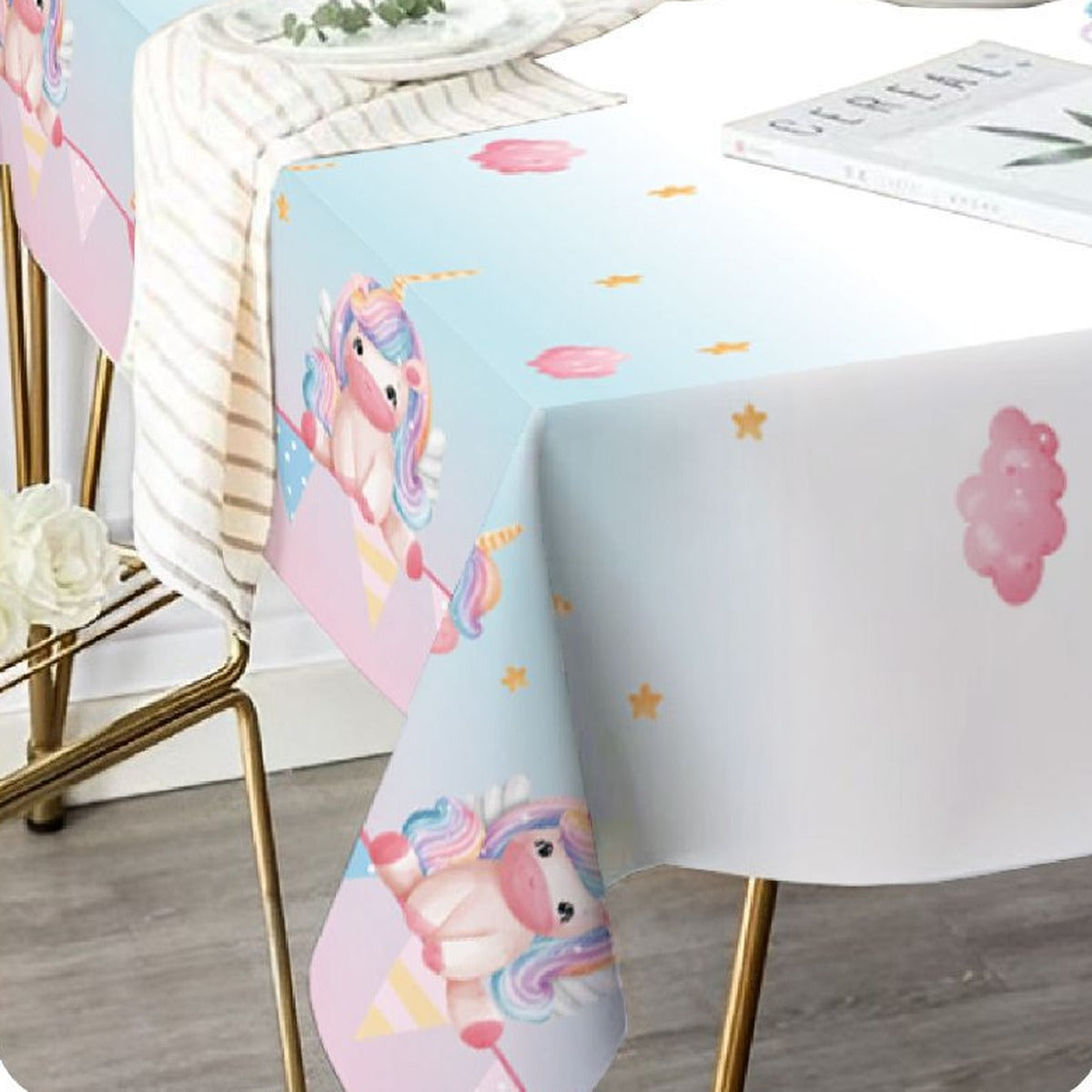 Mantel de Papel Unicornios con Globos 120 x 180 cm