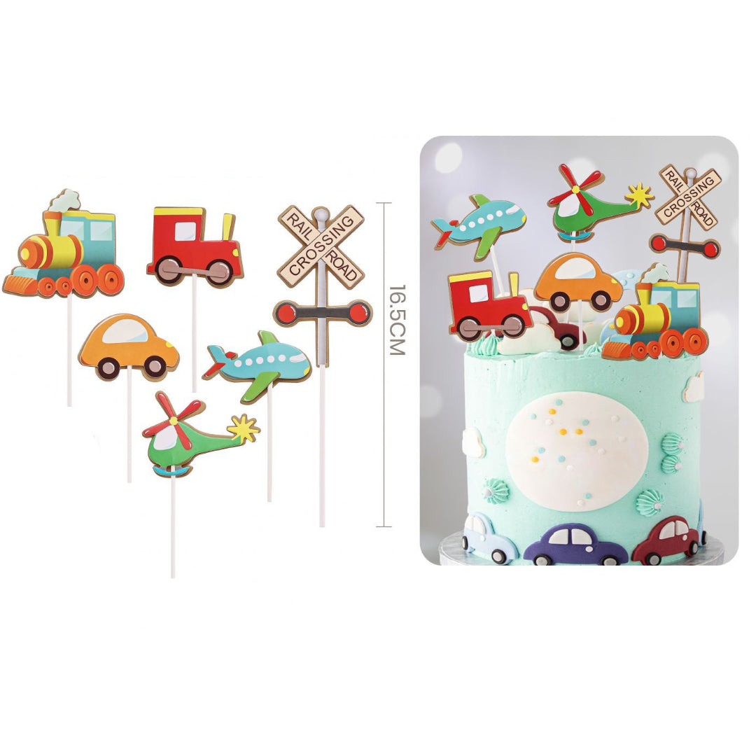 Toppers Tarta Vehículos 6 uds 16,5 cm