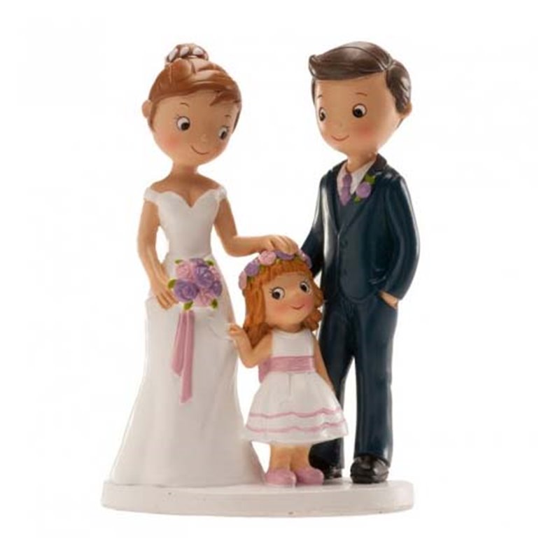 Figura Tarta Pareja de Novios con Niña 16 cm
