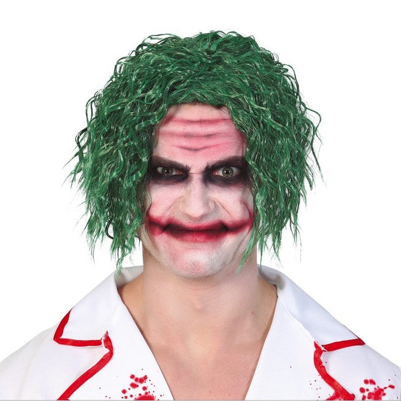 Peluca Payaso Sonriente Verde Rizada Hombre