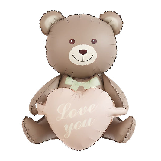 Globo Foil Oso con Corazón Love You 105,5 x 66,5 cm Marrón