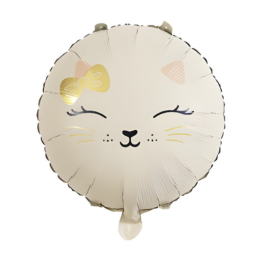 Globo Foil Redondo Gatito 43 cm (17") Blanco