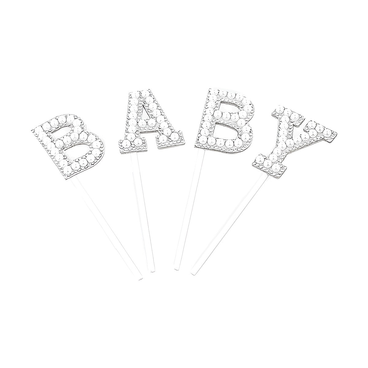 Toppers Letras BABY con Perlas 4 uds blanco