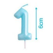 Vela Número Cumpleaños Metálica Azul 6cm