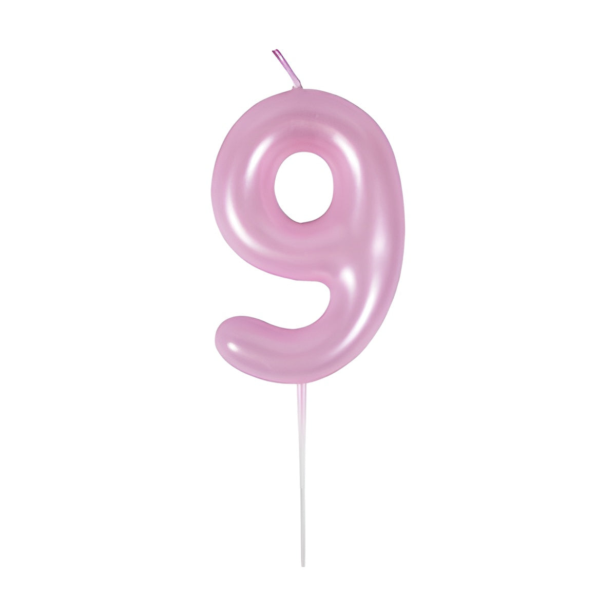 Vela Número Cumpleaños Metálica Rosa Claro 6cm - 9