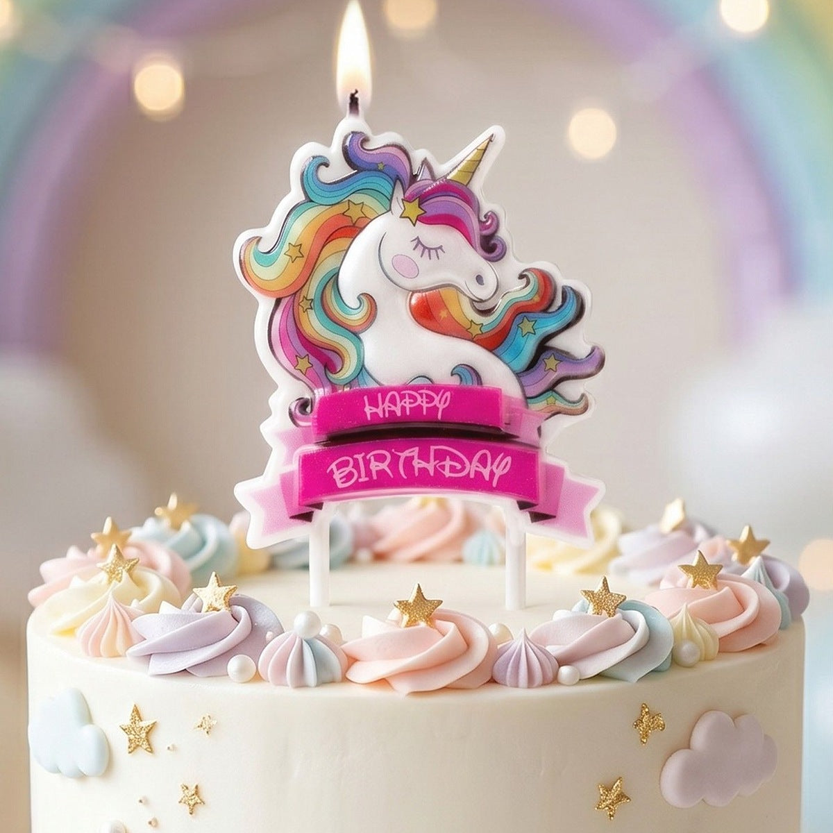 Vela Unicornio Happy Birthday 6,5 x 6,5 cm
