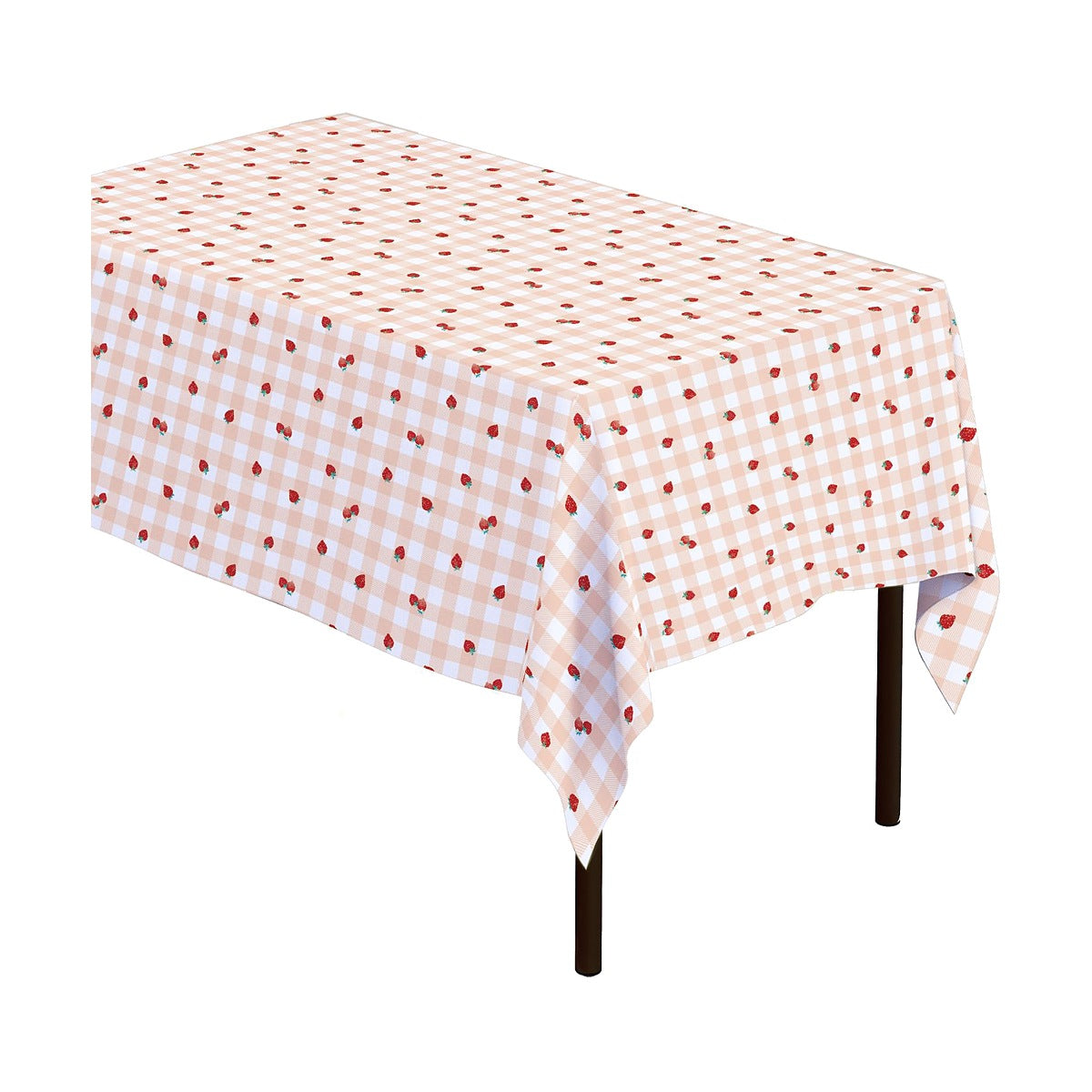 Mantel Plástico Fresas Cuadros Vichy 120x180 cm