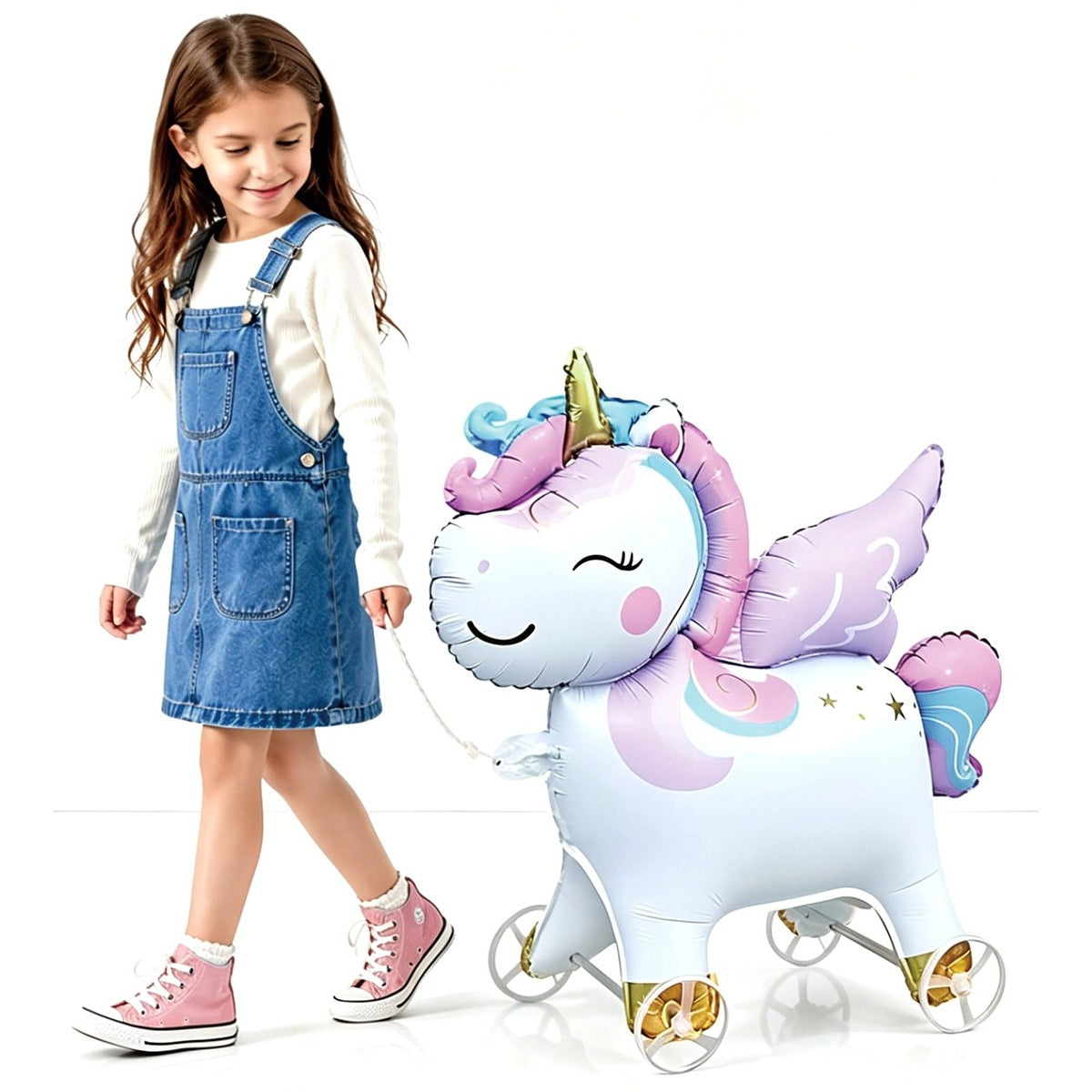 Globo para Pasear Unicornio con Alas de Pie 48,5 x 54 cm
